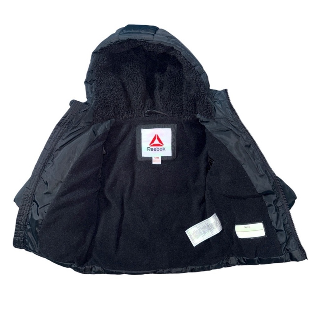 EUC Reebok Black Puffer Coat/Bomber Jacket Toddler Size 12M - Picture 2 of 7